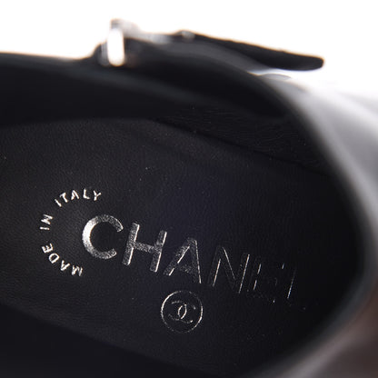 Chanel Lambskin Satin Cap Toe Ankle Boots 39 Black 9 of 10