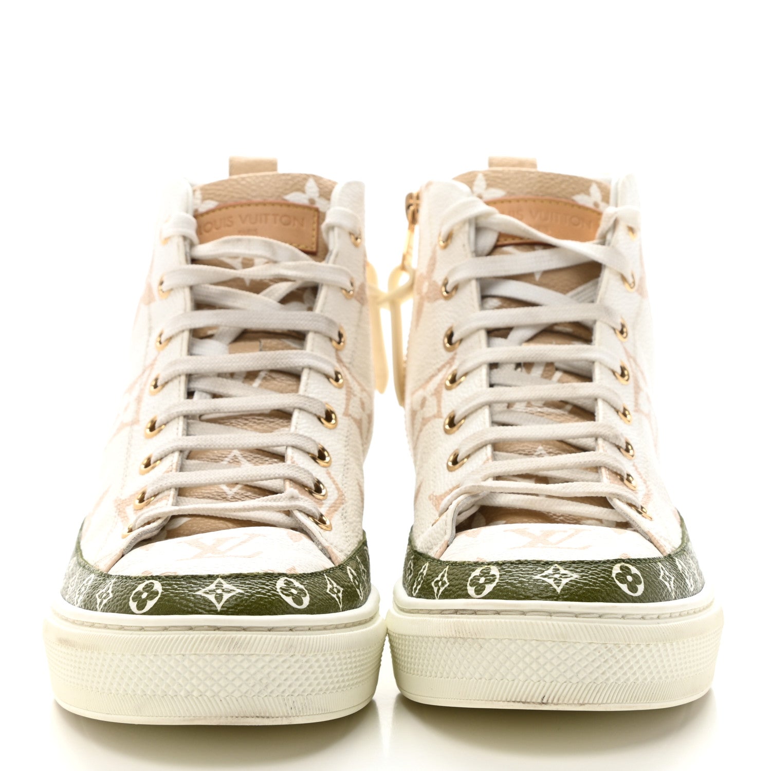 Louis Vuitton Monogram Giant Stellar Sneaker Boots 38 Khaki White Beige 2 of 17