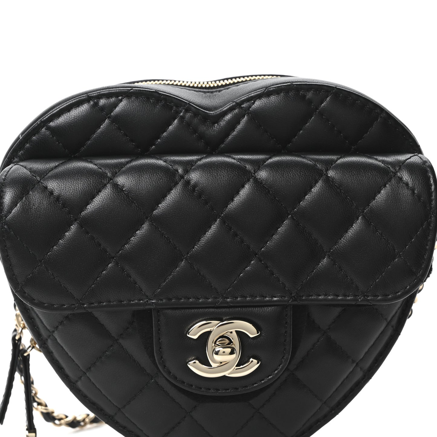Lambskin Quilted CC In Love Heart Bag Black