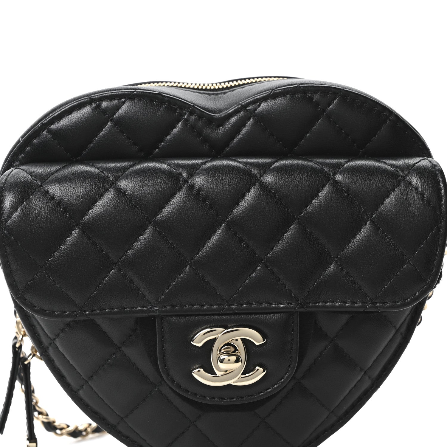 Chanel Lambskin Quilted CC In Love Heart Bag Black 8 of 11