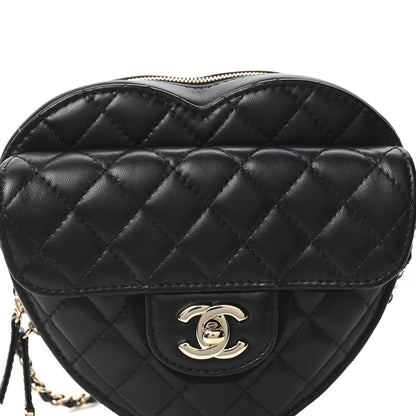 Chanel Lambskin Quilted CC In Love Heart Bag Black 8 of 11