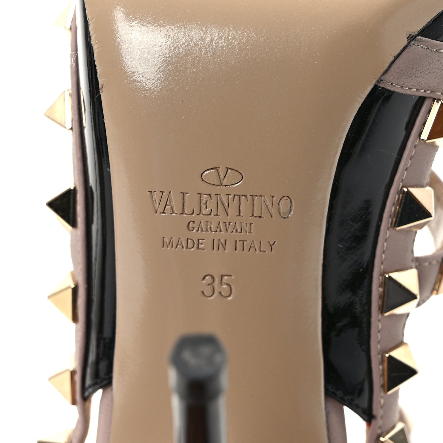 Patent Nappa Rockstud Ankle Strap 100mm Pumps 35 Black Poudre