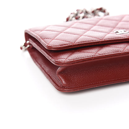 Chanel Caviar Quilted Wallet On Chain WOC Dark Red 9 of 12