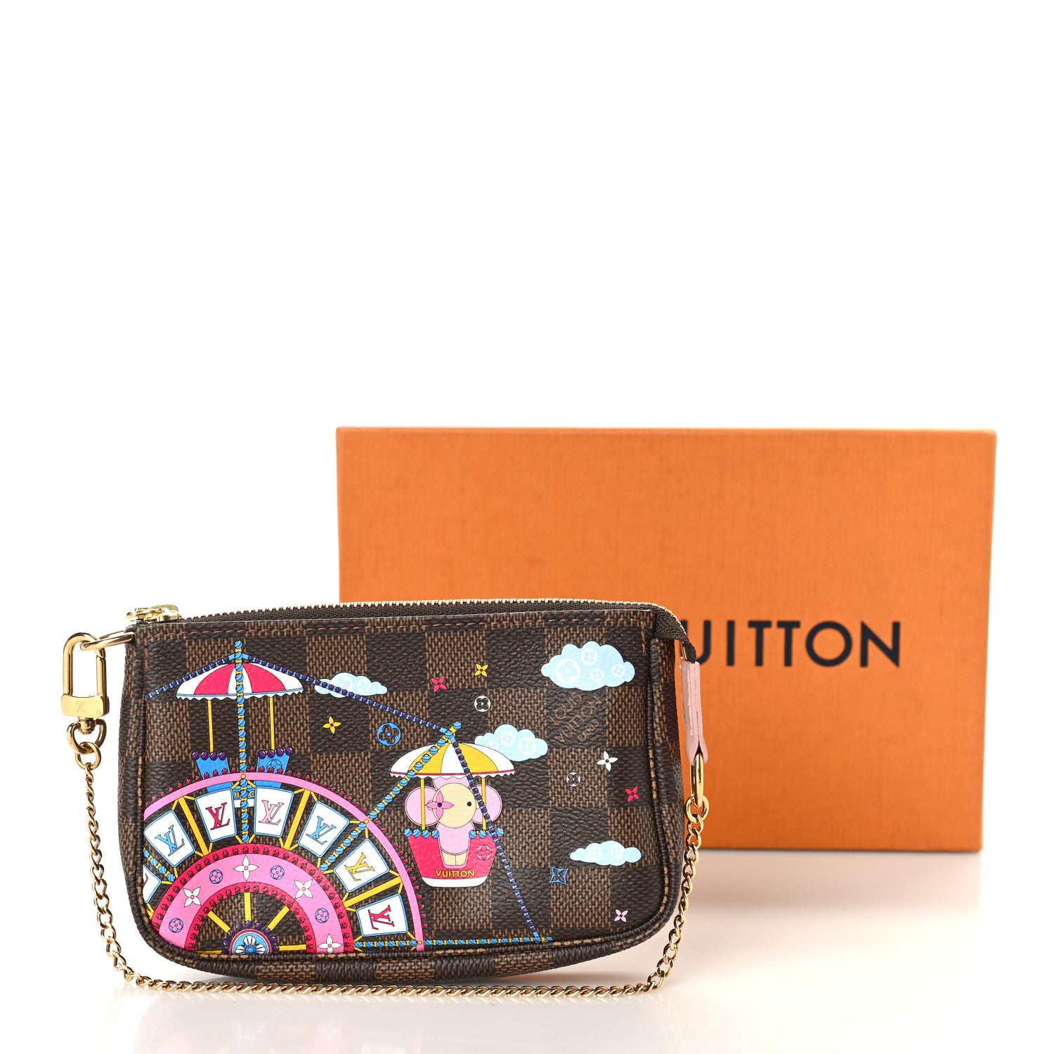 Louis Vuitton Damier Ebene 2020 Christmas Animation Big Wheel Mini Pochette Accessories Rose Ballerine 9 of 9