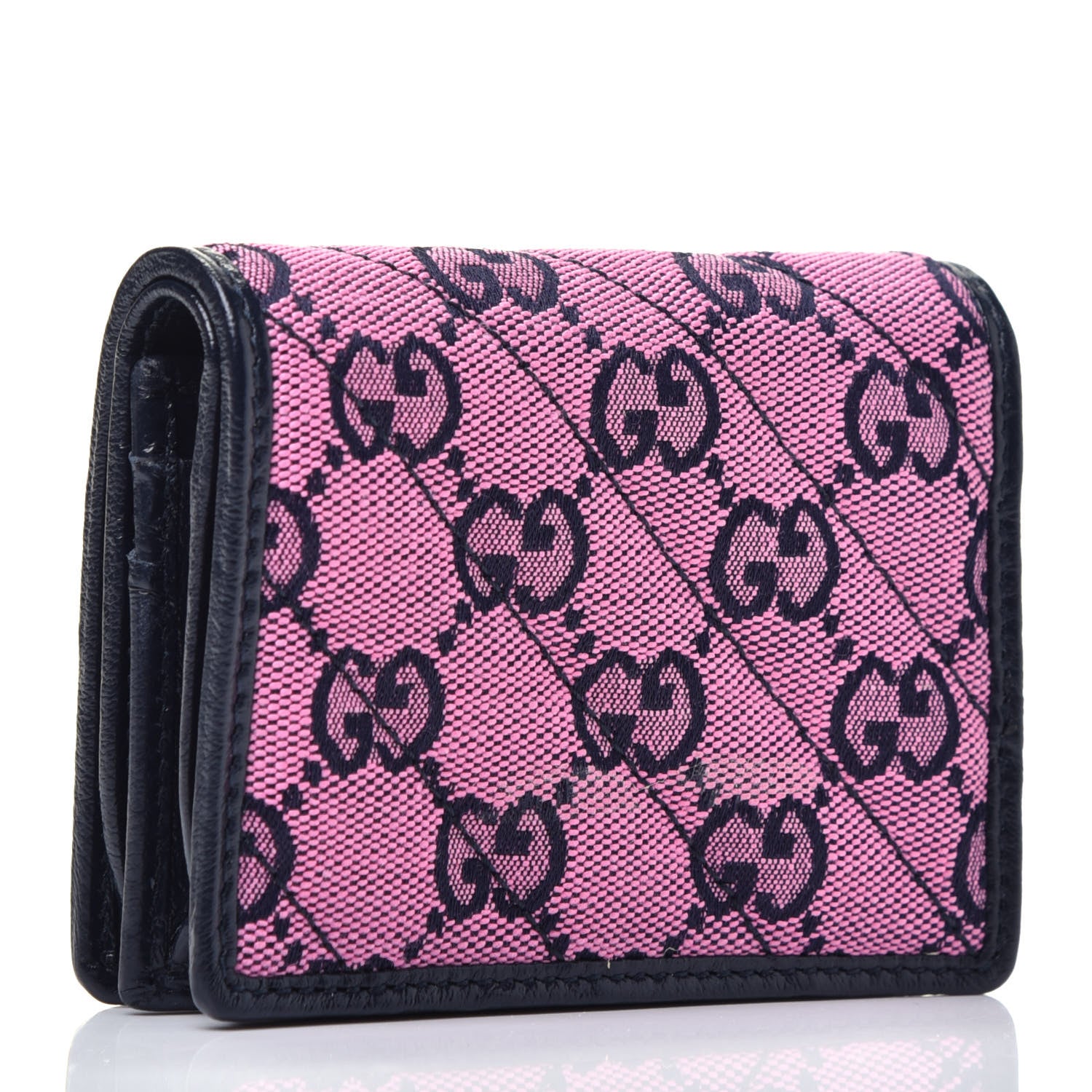 Gucci Monogram Multicolor Matelasse Diagonal GG Marmont Card Case Wallet Pink Blue 3 of 8