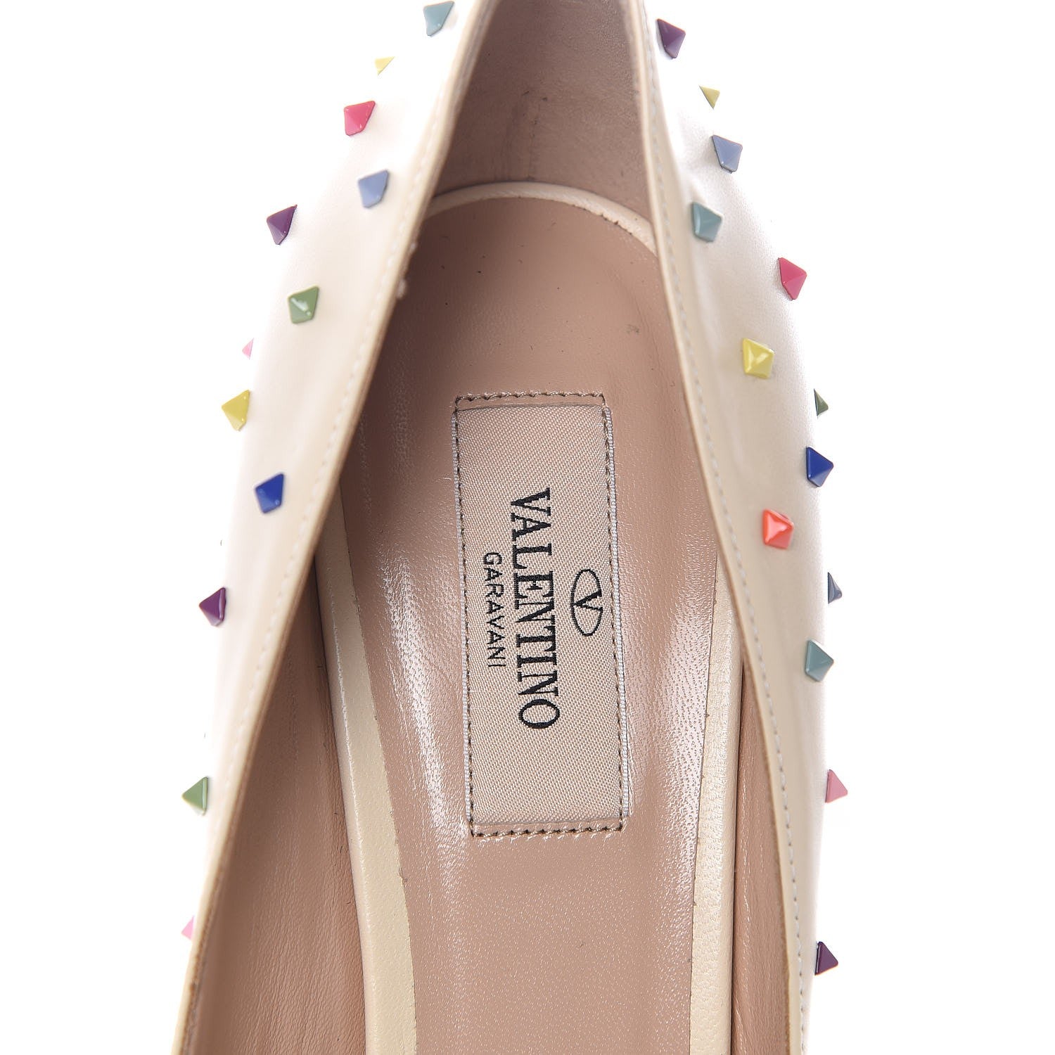 Valentino Garavani Calfskin Rainbow Rockstud Pumps 39 Light Ivory 5 of 7