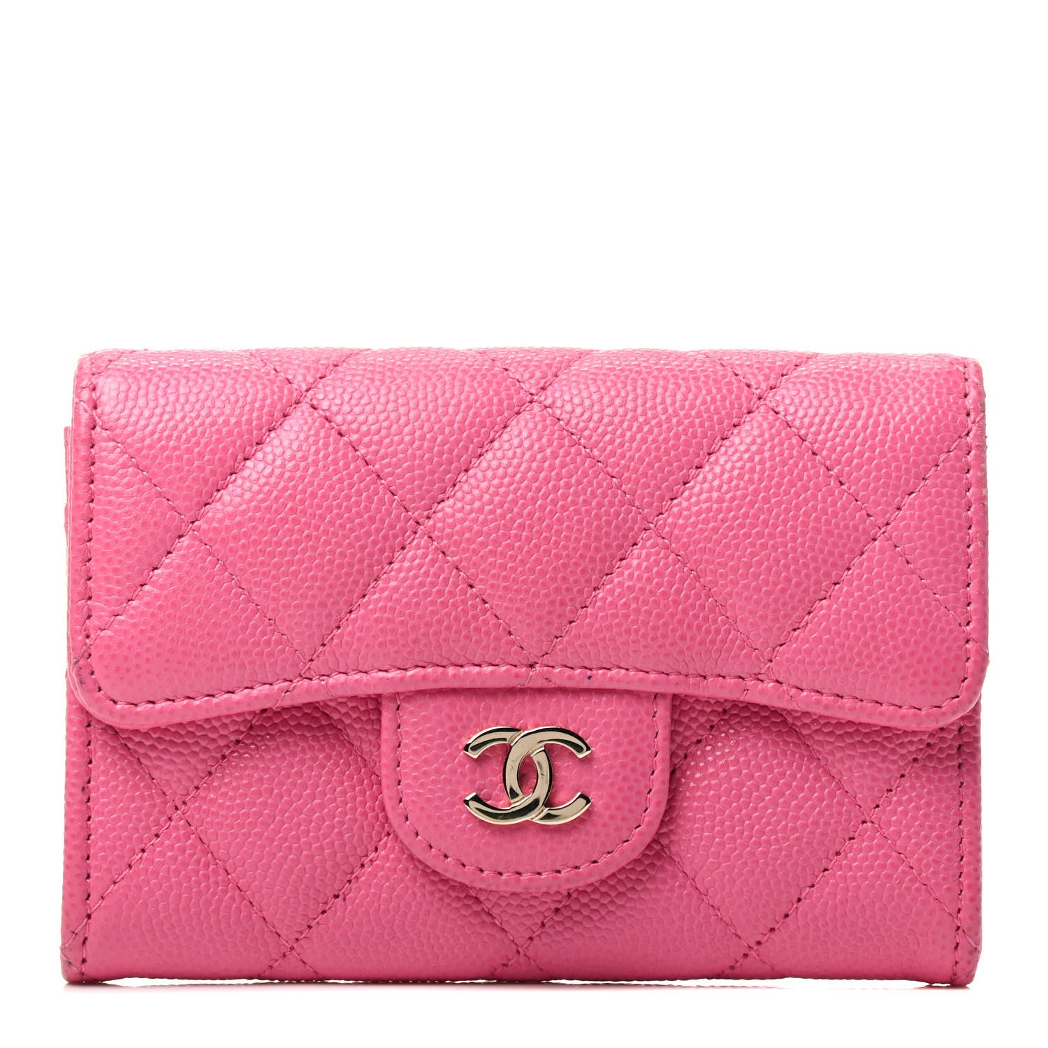 Chanel Caviar Quilted Flap Card Holder Wallet Pink 1 of 3