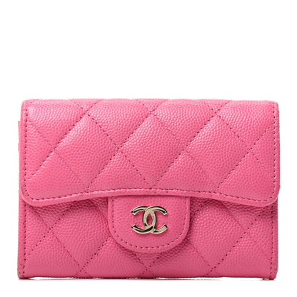 Chanel Caviar Quilted Flap Card Holder Wallet Pink 1 of 3