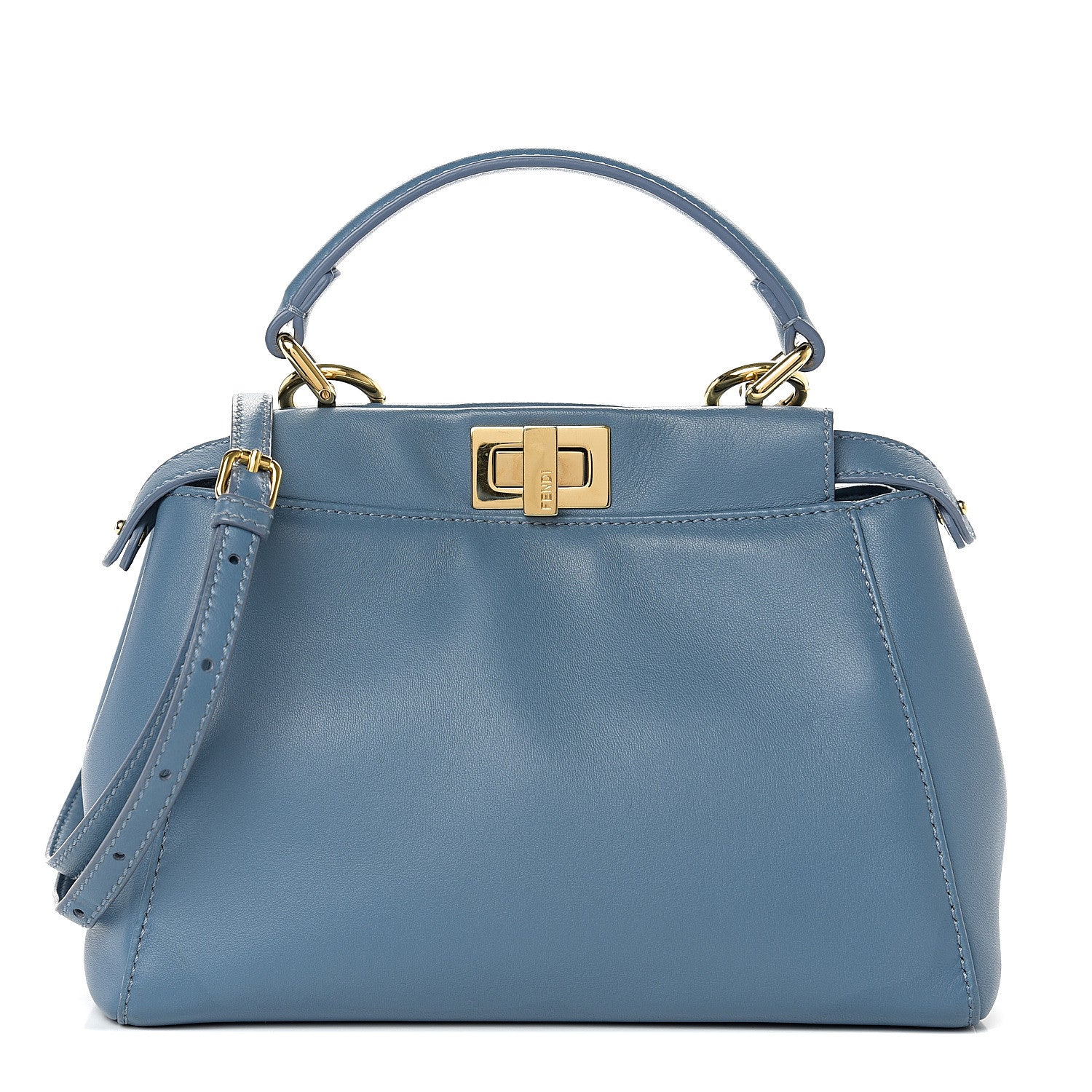 Fendi Nappa Mini Peekaboo Iconic Satchel Blue 1 of 8