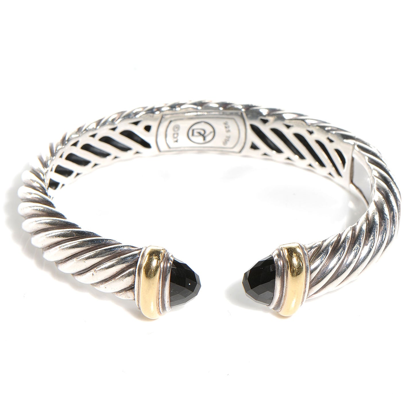 Sterling Silver 18K Yellow Gold Black Onyx 10mm Waverly Bracelet