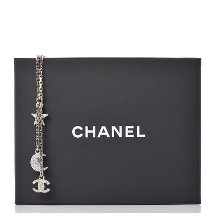 Chanel Crystal Pearl CC Moon Star Drop Necklace Gold 5 of 5