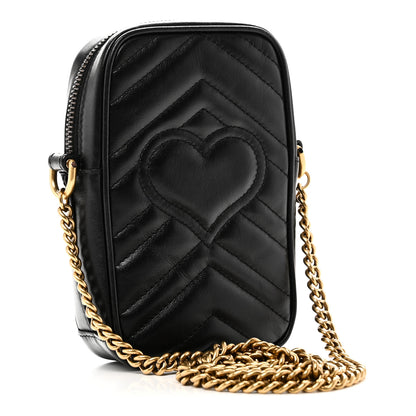 Gucci Calfskin Matelasse Mini GG Marmont Crossbody Bag Black 3 of 10