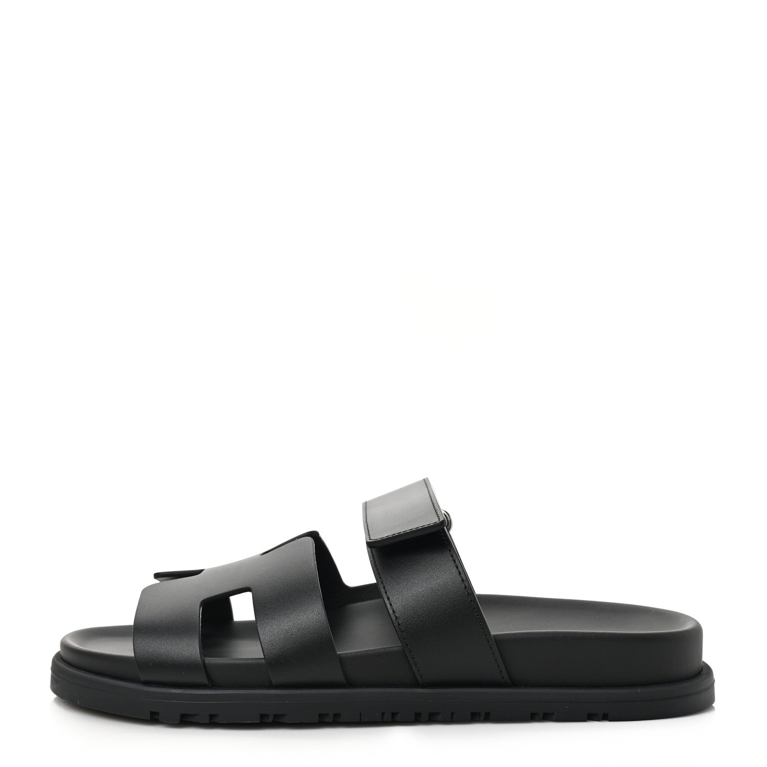 Hermes Calfskin Womens Chypre Sandals 37 Black 1 of 8