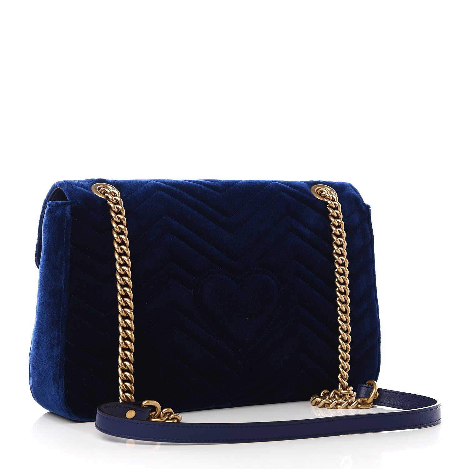 Gucci Velvet Matelasse Medium GG Marmont Shoulder Bag Cobalt Blue 2 of 8