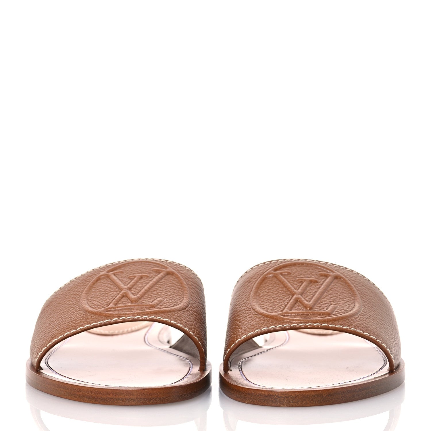 Louis Vuitton Calfskin Lock It Flat Mule 36 Cognac 2 of 11