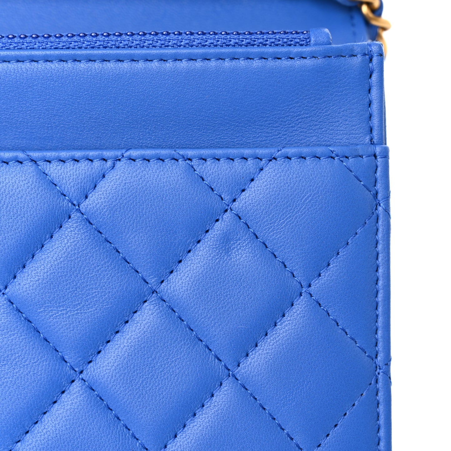Lambskin Quilted Boy Wallet On Chain WOC Blue