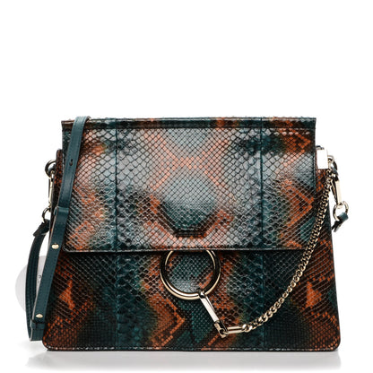 Chloe Python Medium Faye Shoulder Bag Teal 1 of 6