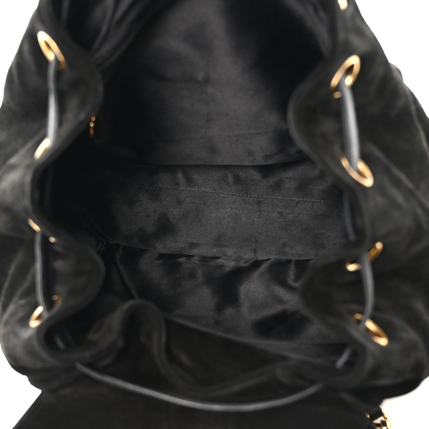 Suede CC Drawstring Backpack Black