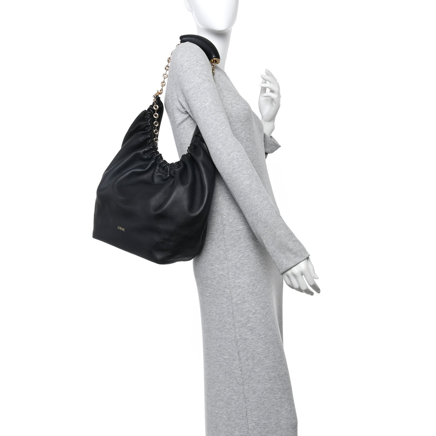 Buttery Nappa Lambskin Medium Squeeze Bag Black