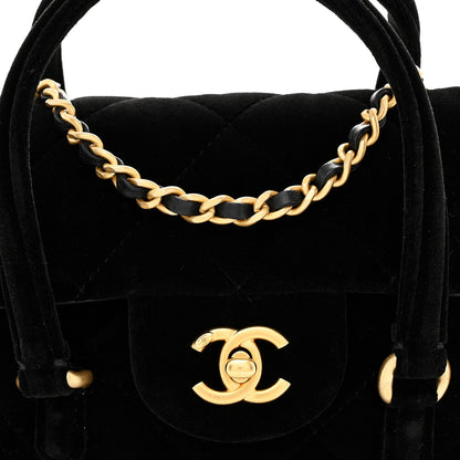 Chanel Velvet Quilted Mini Top Handle Flap Black 8 of 11