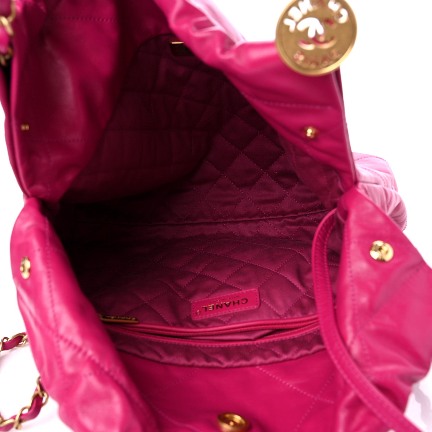 Chanel Shiny Calfskin Quilted Small Chanel 22 Fuchsia 6 of 10