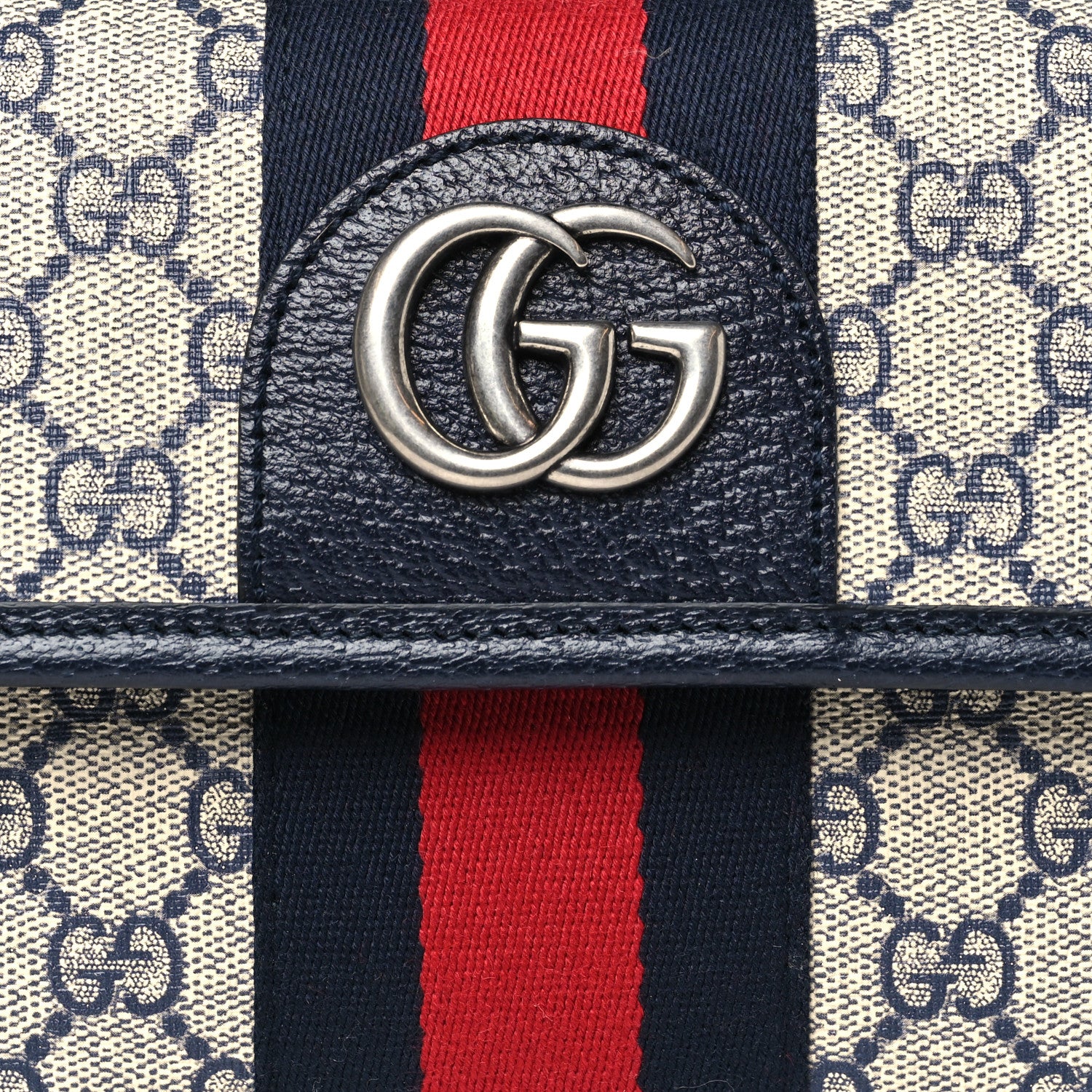 Gucci GG Supreme Monogram Web Small Ophidia Belt Bag 100 40 Beige Navy 8 of 11