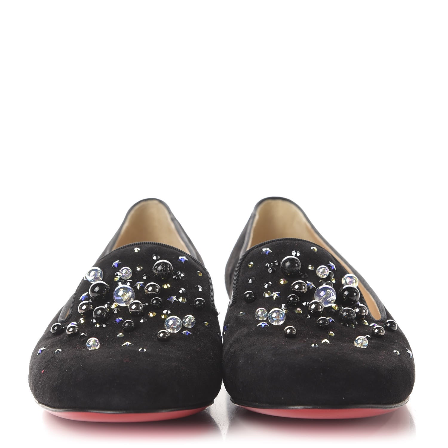 Christian Louboutin Suede Jeweled Candy Moc Flat Loafers 39.5 Black 2 of 7
