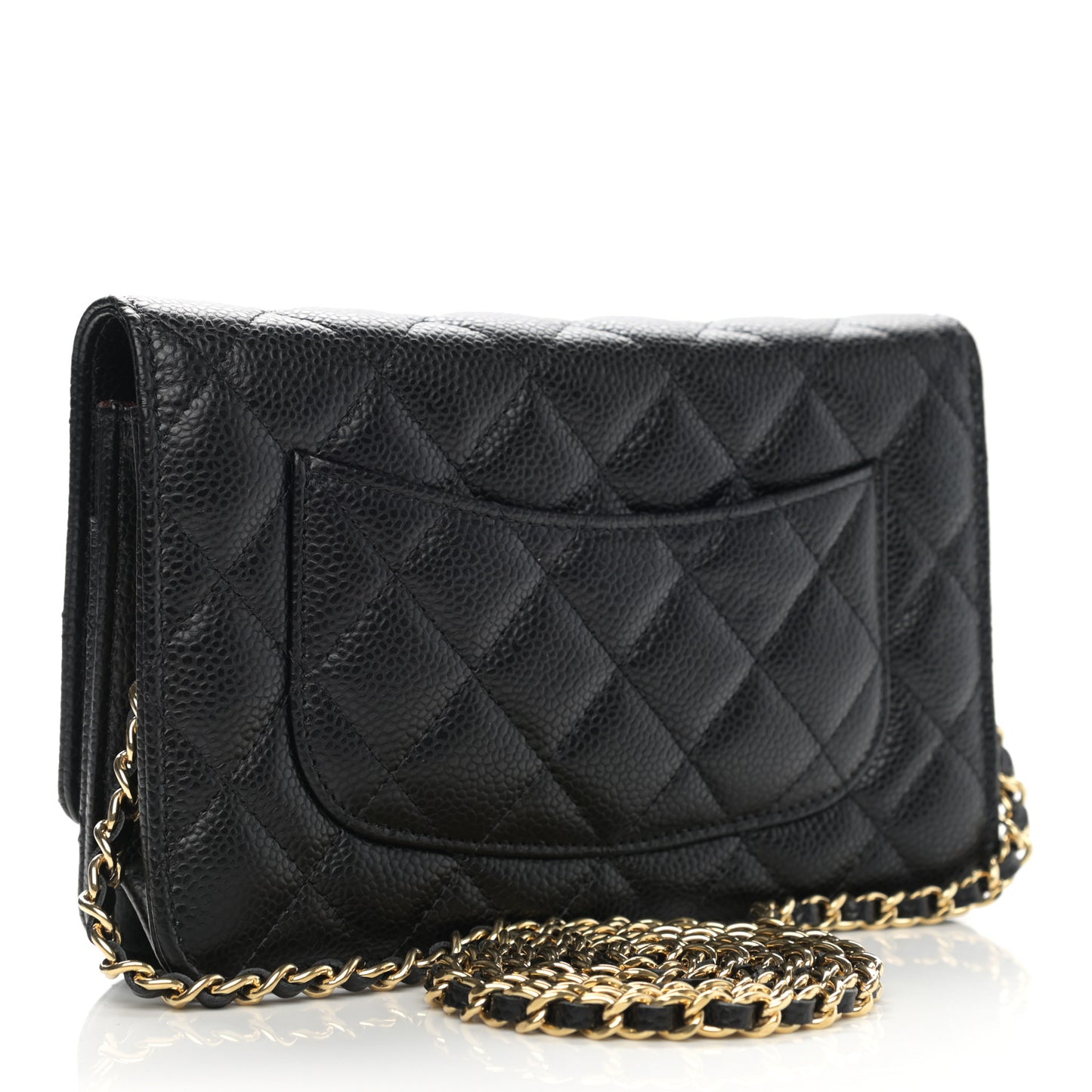 Caviar Quilted Wallet On Chain WOC Black