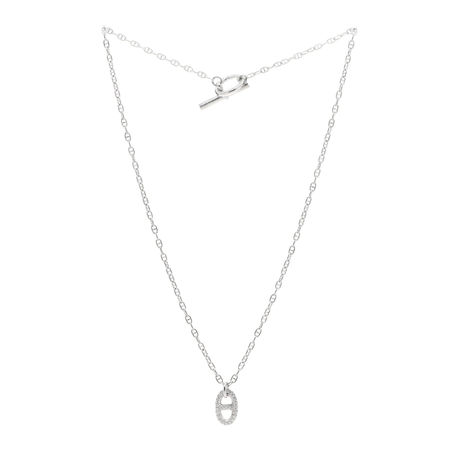 18K White Gold Diamond New Farandole Pendant Necklace