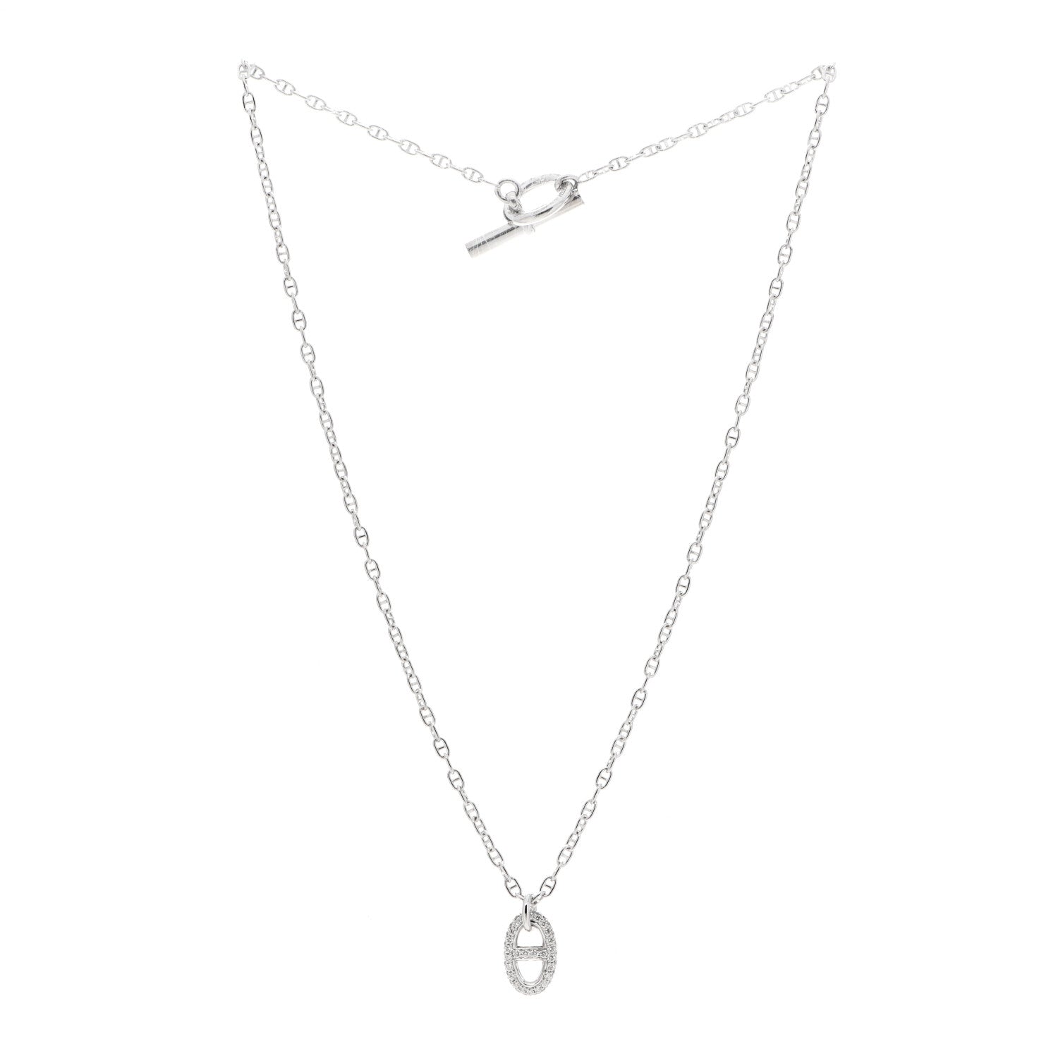 Hermes 18K White Gold Diamond New Farandole Pendant Necklace 3 of 5