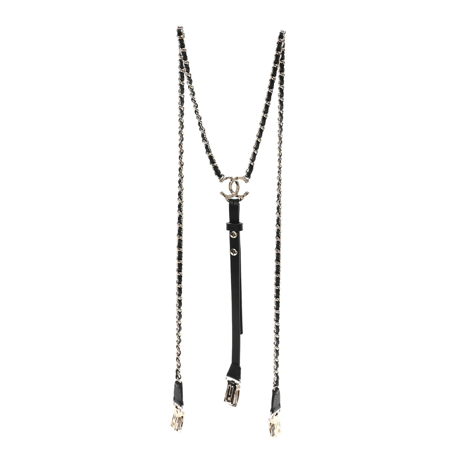 Chanel Calfskin CC Chain Suspenders S Black 2 of 5