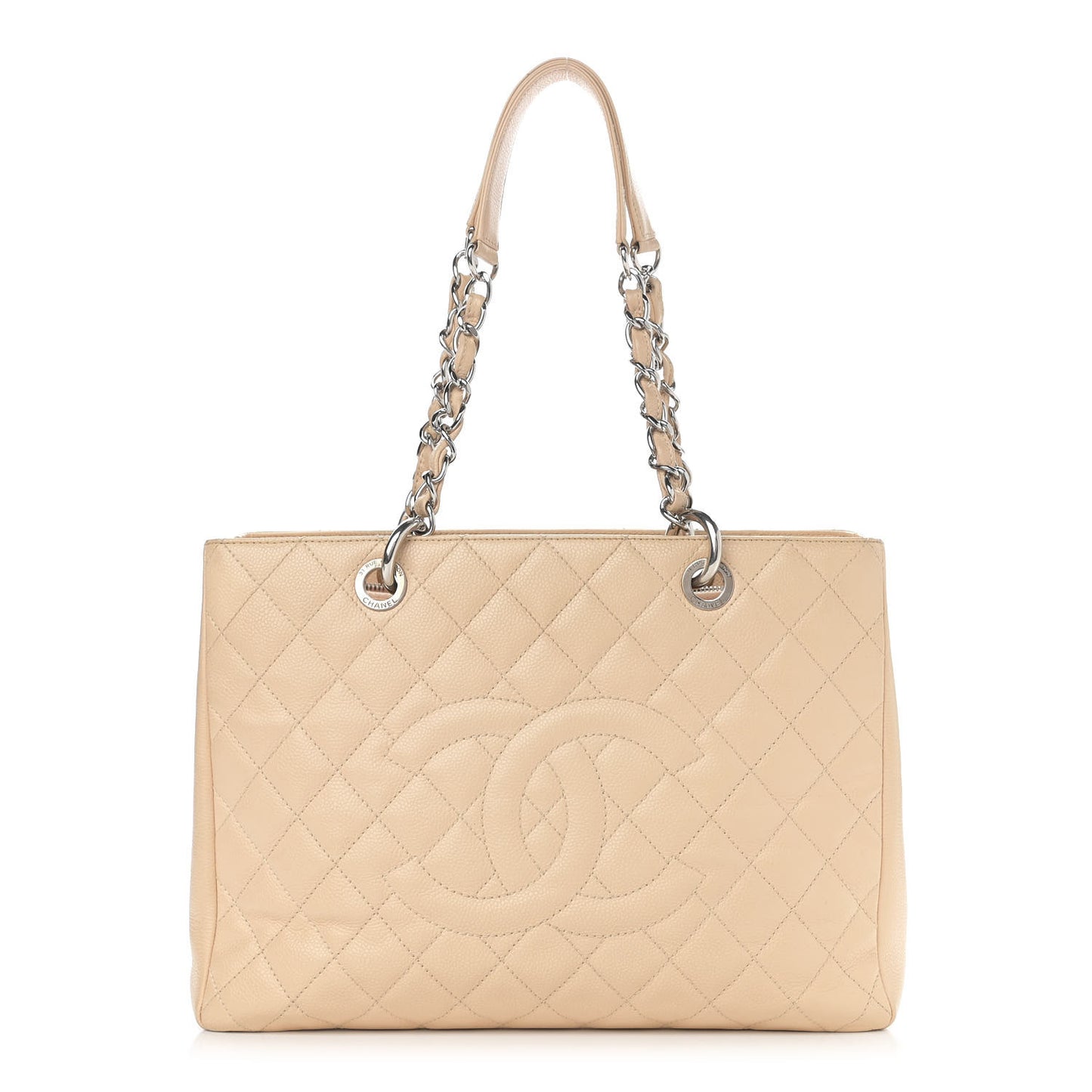 Caviar Quilted Grand Shopping Tote GST Beige Clair