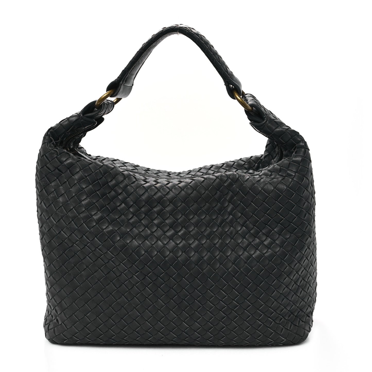 Nappa Intrecciato Pyramid Hobo Ferro Gray