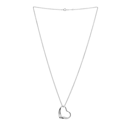 Tiffany Sterling Silver 22mm Elsa Peretti Open Heart Pendant Necklace 3 of 5