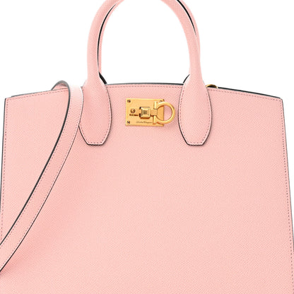 Salvatore Ferragamo Hammered Calfskin Medium The Studio Box Bag Pink 7 of 9