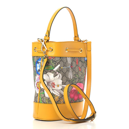 Gucci GG Supreme Monogram Flora Small Ophidia Bucket Bag Beige Multicolor Crop 3 of 9