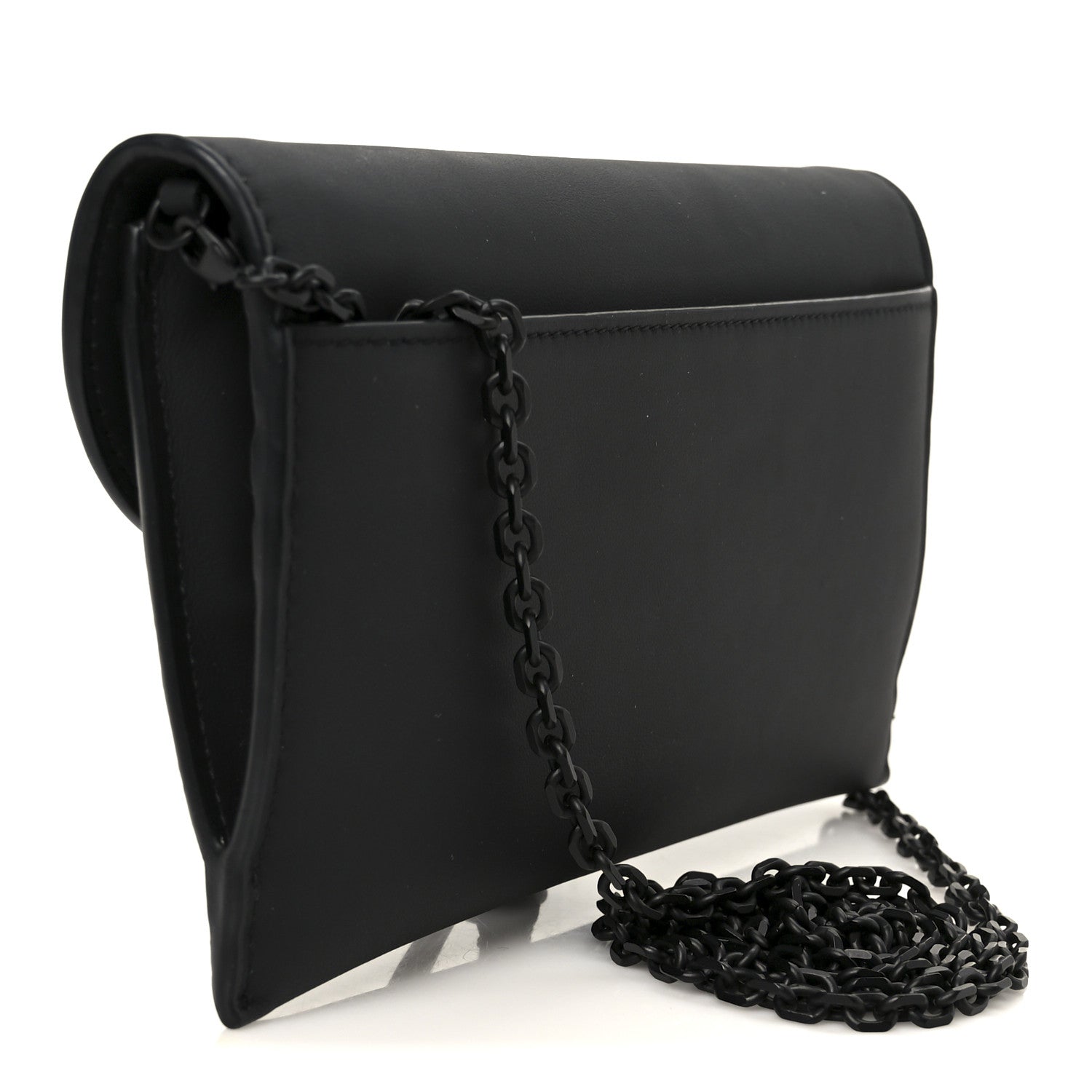 Christian Dior Ultra Matte Calfskin Saddle Chain Wallet Pouch Black 4 of 13