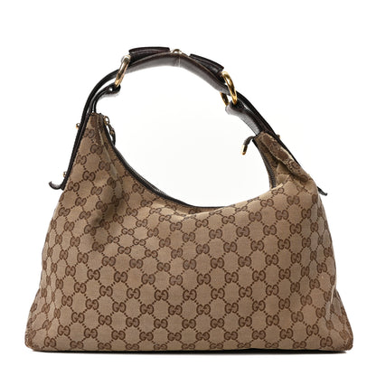 Gucci Monogram Medium Horsebit Chain Hobo Dark Brown 1 of 10