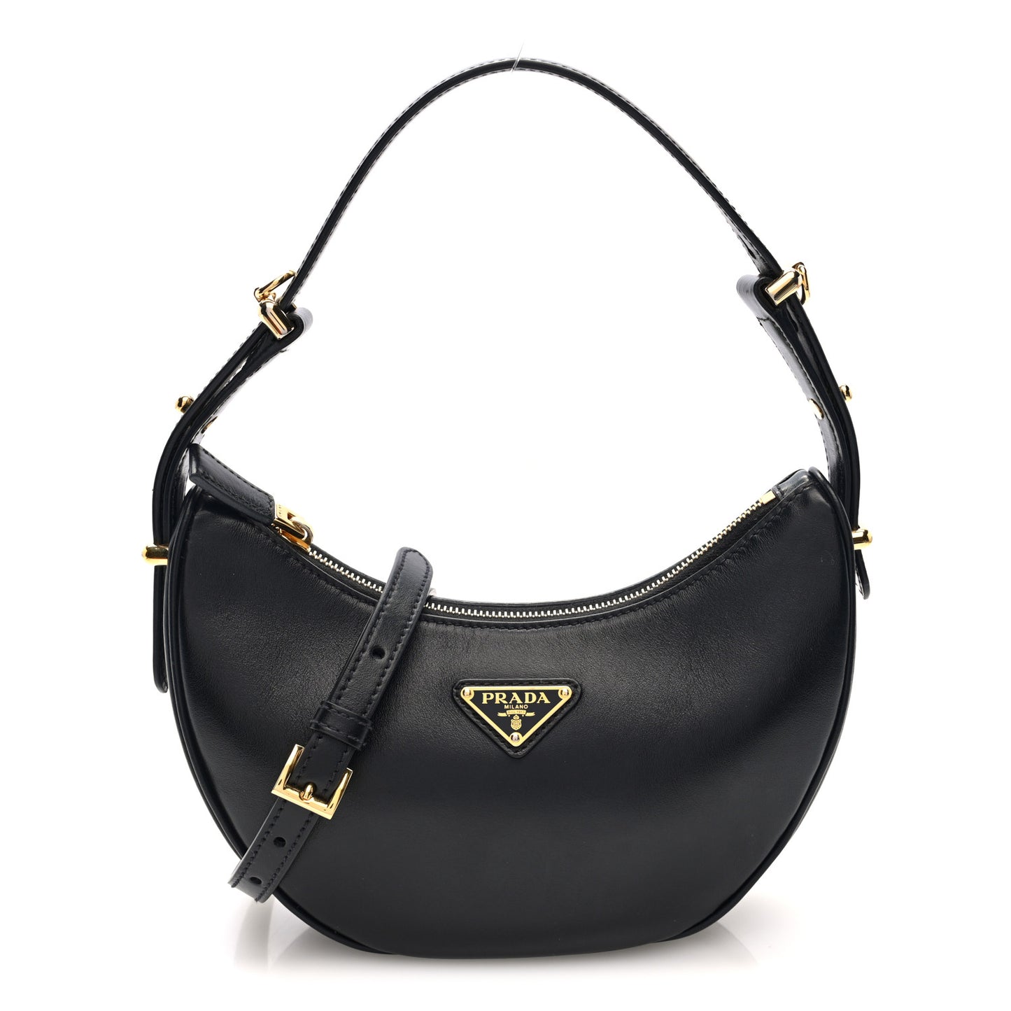 Soft Calfskin Arque Shoulder Bag Black