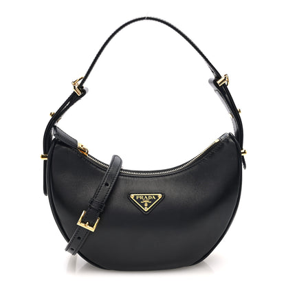 Prada Soft Calfskin Arque Shoulder Bag Black 1 of 9