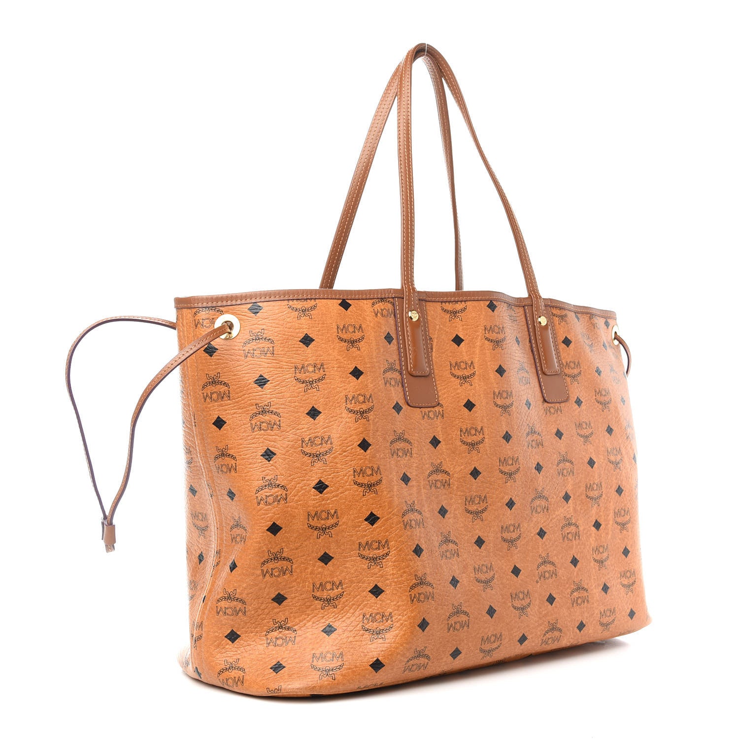 MCM Visetos Medium Liz Reversible Shopper Tote Cognac 4 of 15