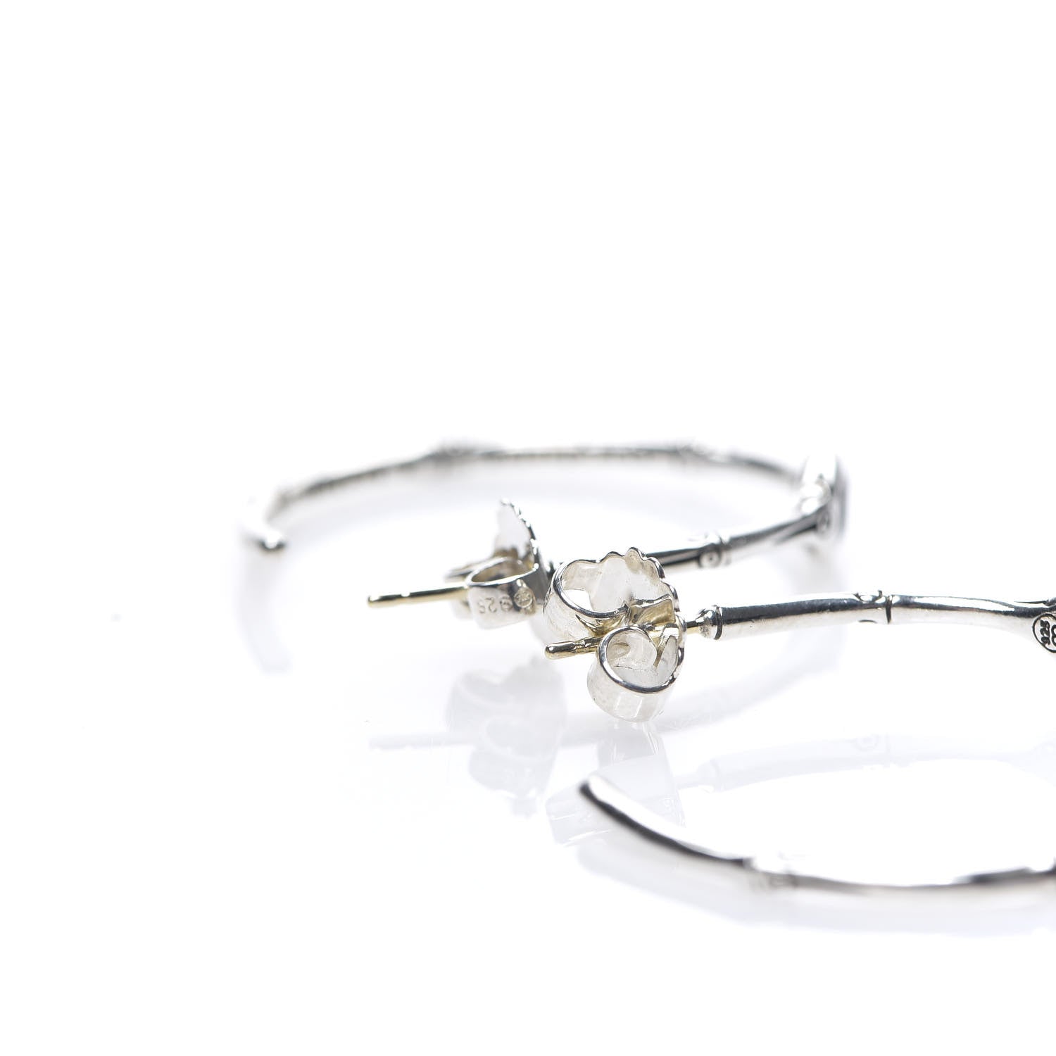 Louis Vuitton JOHN HARDY Sterling Silver Smoky Quartz Bamboo Hoop Earrings 4 of 8