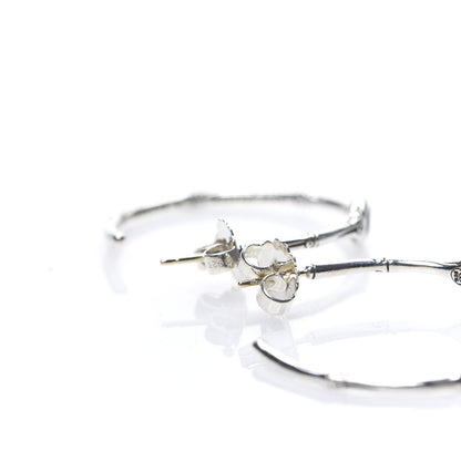 Louis Vuitton JOHN HARDY Sterling Silver Smoky Quartz Bamboo Hoop Earrings 4 of 8
