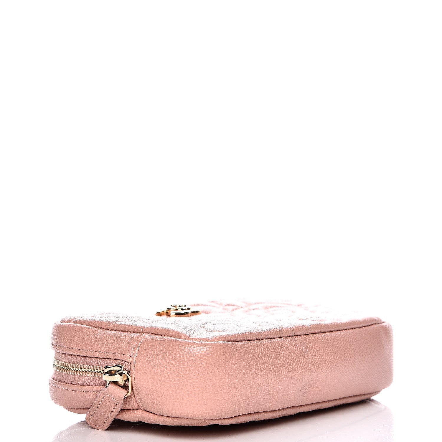 Chanel Caviar Camellia Embossed Small Cosmetic Case Nude 3 of 8