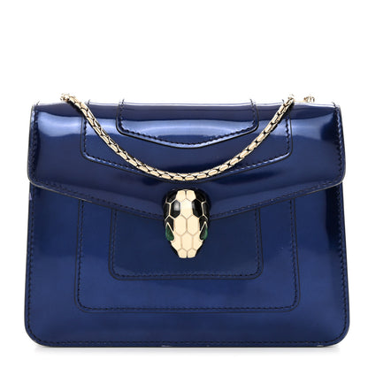 Bulgari Metallic Calfskin Small Serpenti Forever Snake Strap Crossbody Bag Blue 1 of 10