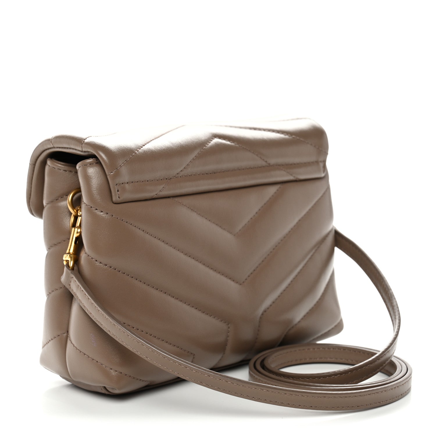Saint Laurent Calfskin Y Quilted Monogram Toy Loulou Crossbody Bag Taupe 3 of 12