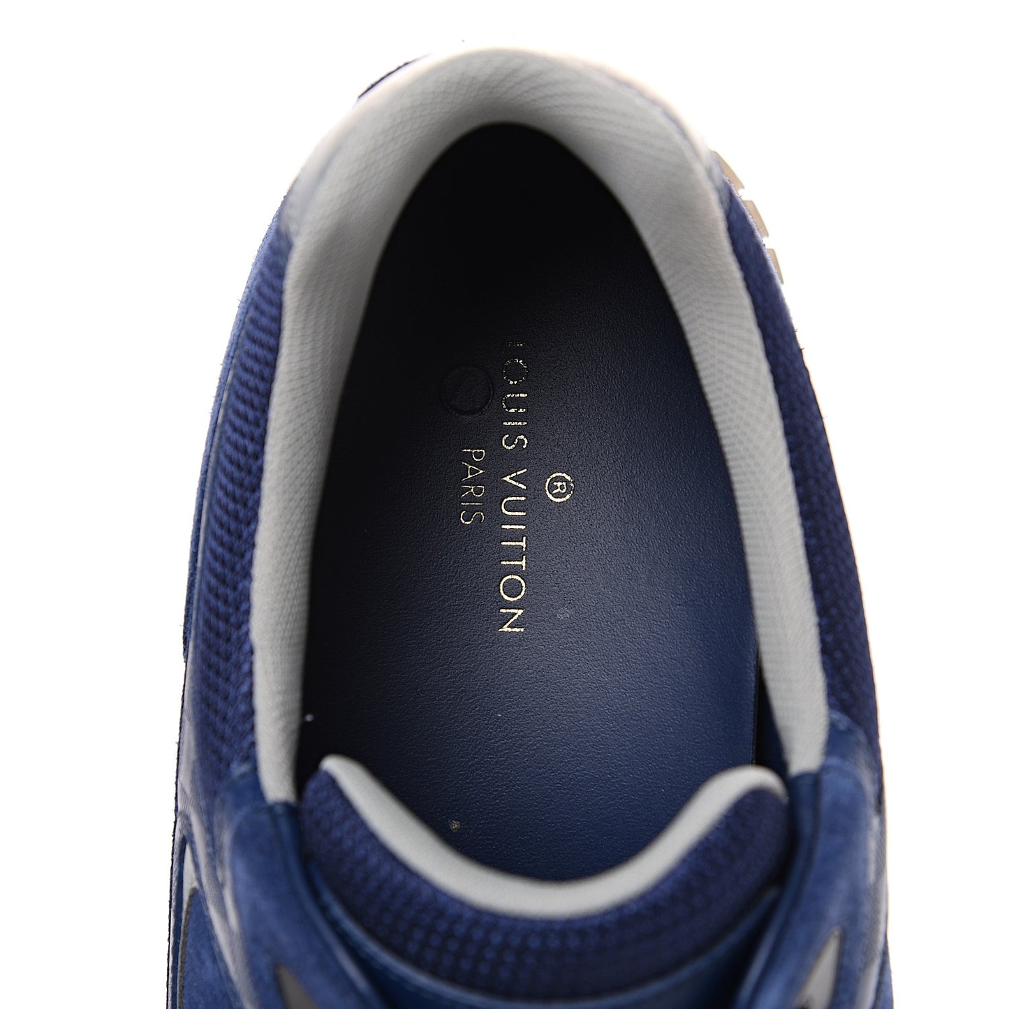 Calfskin Suede Damier Run Away Sneakers 10 Blue