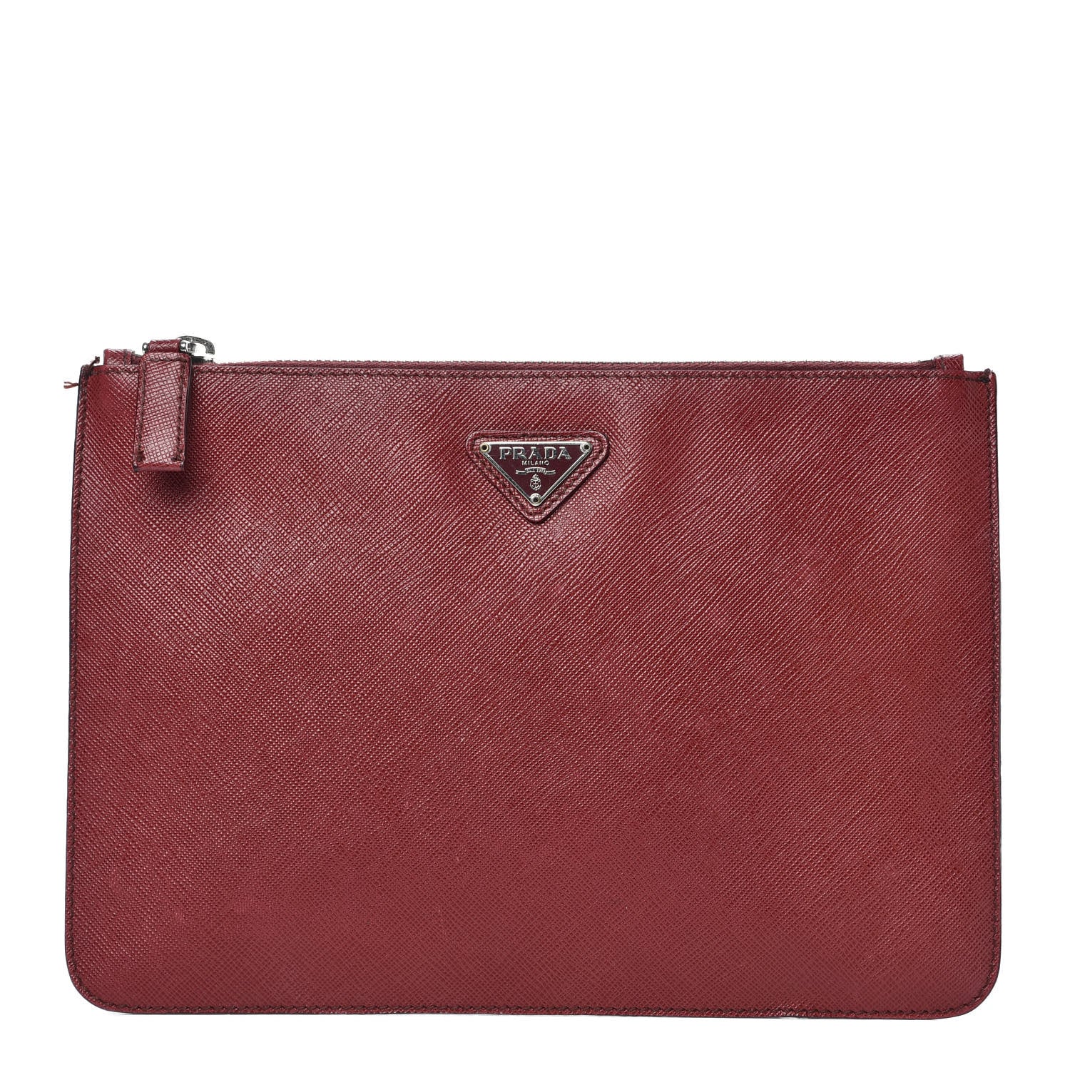 Prada Saffiano Flat Cosmetic Pouch Rubino 1 of 9
