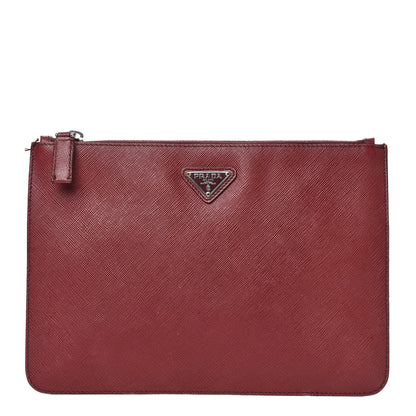 Prada Saffiano Flat Cosmetic Pouch Rubino 1 of 9