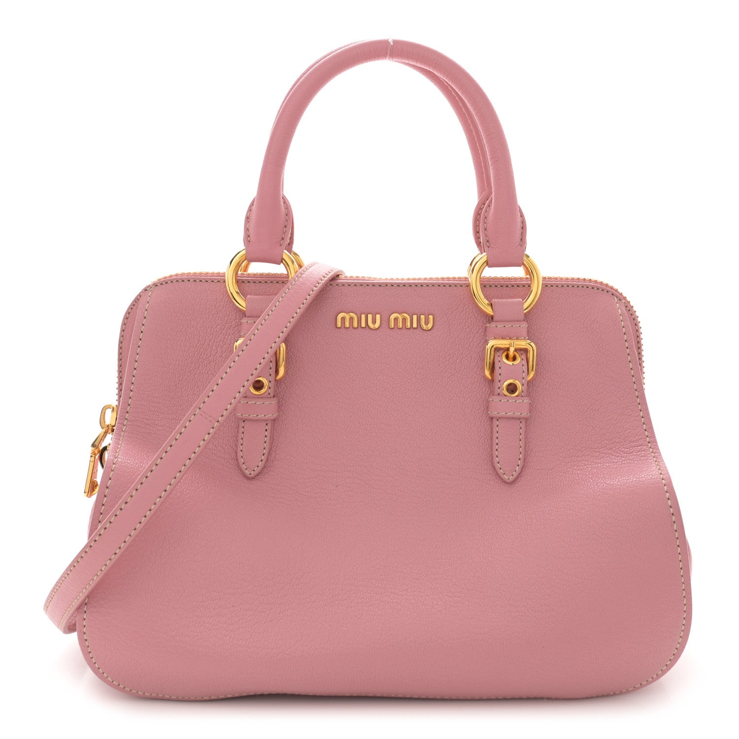 Miu Miu Goatskin Madras Bowling Bag Rosa 1 of 10